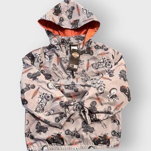 Harley-Davidson Little Boys 1/4-Zip Bike Printed Hooded Toddler Windbreaker 6/7